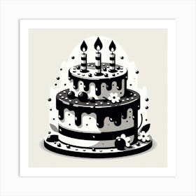 Black And White Birthday Cake Art Print
