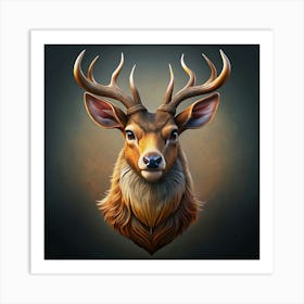 Head Of A Deer With Antlers 1 Art Print