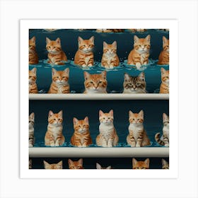 Cats In The Water Art Print