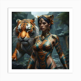 Tiger Huntress and Companion Art Print