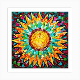 Mosaic Sun A Sun Created From A Mosaic Of Small Tiles 14 Art Print