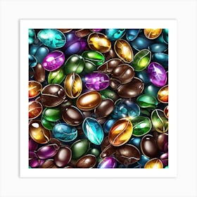 Seamless Pattern Of Colorful Gems Art Print
