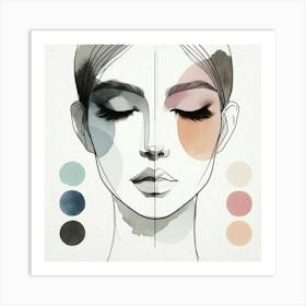 Watercolor Of A Woman'S Face 18 Art Print