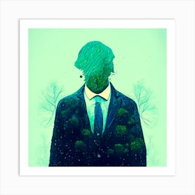 Man With Trees On His Head Art Print