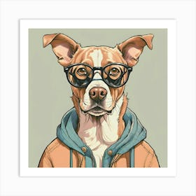 dog wearing glasses vintage art print Art Print