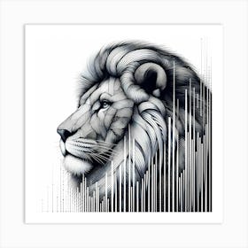 Lion Head - Abstract Line Art Illustration 12 Art Print