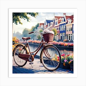 Amsterdam Bicycle On The Canal  Art Print