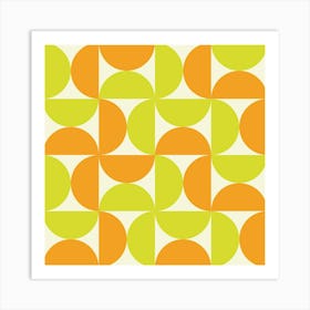 Mid Century Orange and Yellow Half Circles Art Print