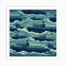 Submarines In The Sea Art Print