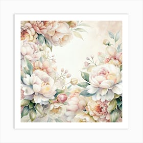 Watercolor Floral Frame 2 Art Print