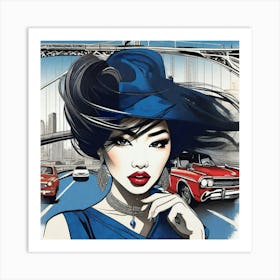 Asian Woman In Blue Art Print