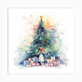 Watercolor Christmas Tree Art Print