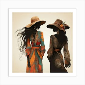 Boho Art Women silhouettes 1 Art Print