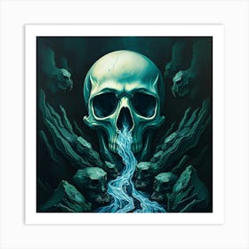 Skull With Water Art Print