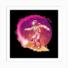 Astronaut Surfboard Art Print