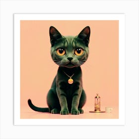 Cat With Necklace Art Print