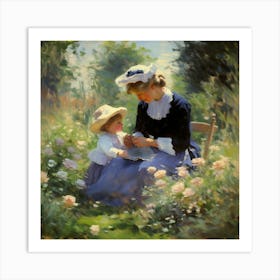 Mother And Child In The Garden 6 Art Print