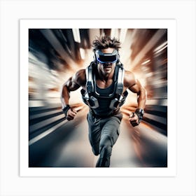 Running Man In Vr Art Print