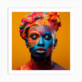 African Woman With Colorful Makeup 1 Art Print