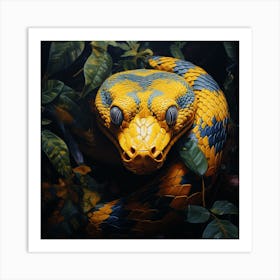 Yellow anaconda in the forest Art Print