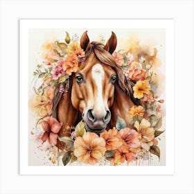 Horse With Flowers 7 Art Print