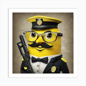 Police Officer yellow Art Print