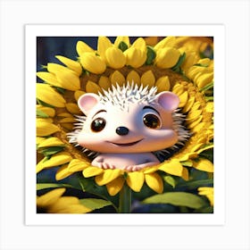 Hedgehog In Sunflower Art Print