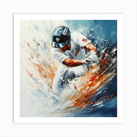 Baseball Player Hitting A Ball Art Art Print