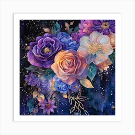 Floral Celestial Galaxy 5 Poster