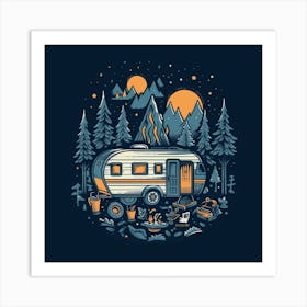 Camper In The Woods 1 Art Print