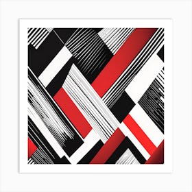 Abstract Red Black And White Pattern, vector art Art Print