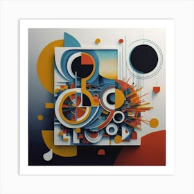 abstract painting with geometric 3 Art Print