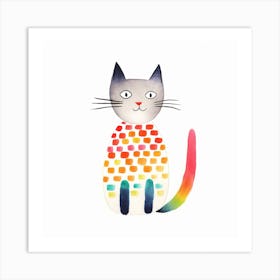 Rainbow Cat Cute Pencil Colours Art Print