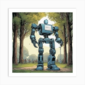 Robot In The Park 5 Art Print