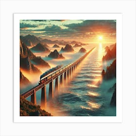 Train Crossing The Ocean Art Print