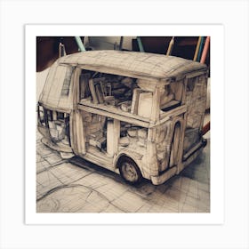 3d Drawing Of A Bus Art Print