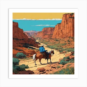 Cowboy In The Desert Art Print