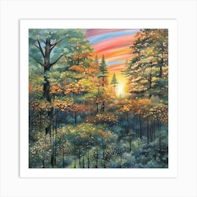 Sunset In The Woods 6 Art Print