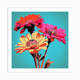 Andy Warhol Style Pop Art Flowers Gaillardia 4 Square Art Print