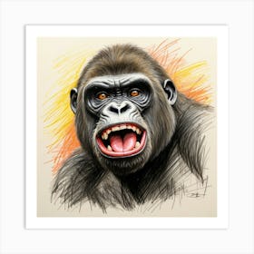 Gorilla Drawing 3 Art Print