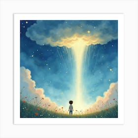 Child Looking At A Cloud Art Print