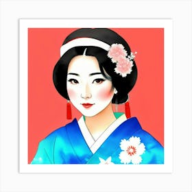 Eternal Grace: A Glimpse of Japanese Geisha Artistry Art Print