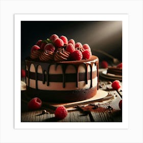 Chocolate Cake With Raspberries 2 Art Print