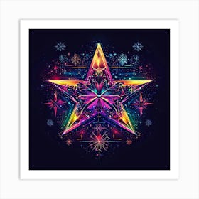 Vector Illustration Glowing Holiday Stars Art Print