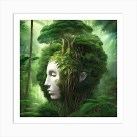 Woman'S Head In The Forest Art Print