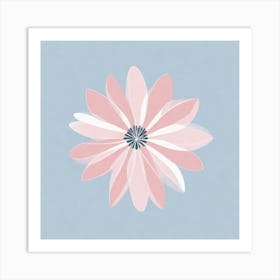 A White And Pink Flower In Minimalist Style Square Composition 414 Art Print