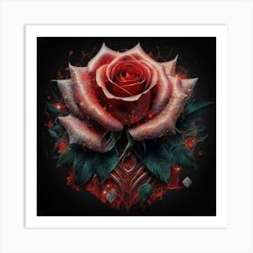 Beautiful red rose with diamonds Art Print