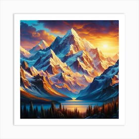 Sunset In The Mountains 36 Art Print