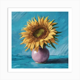 Sunflower In A Pink Bud Vase Art Print