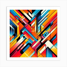 Bauhaus Art: A Bright and Stylish Abstract Painting of Geometric Elements and Colors Art Print